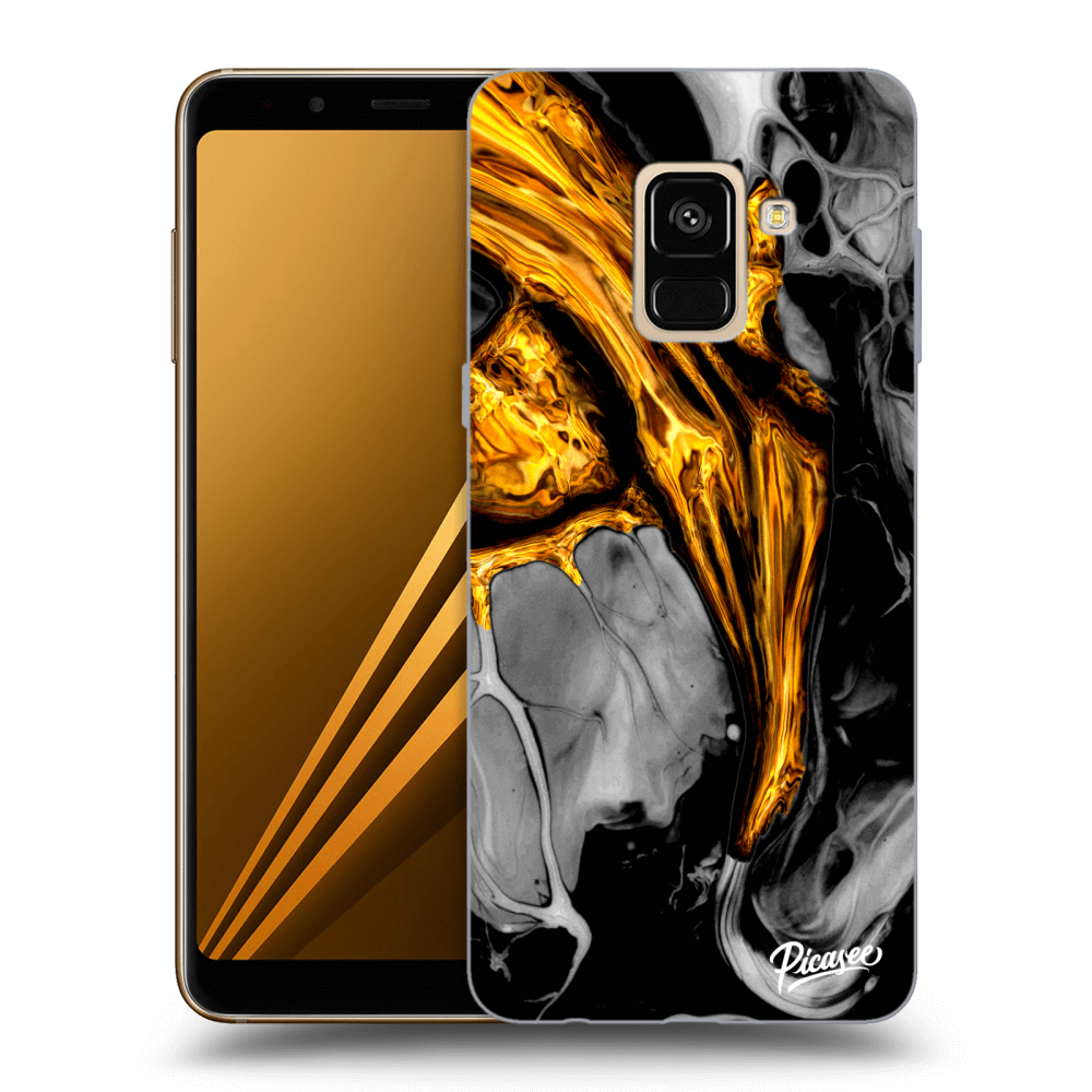 Picasee fekete szilikon tok az alábbi mobiltelefonokra Samsung Galaxy A8 2018 A530F - Black Gold