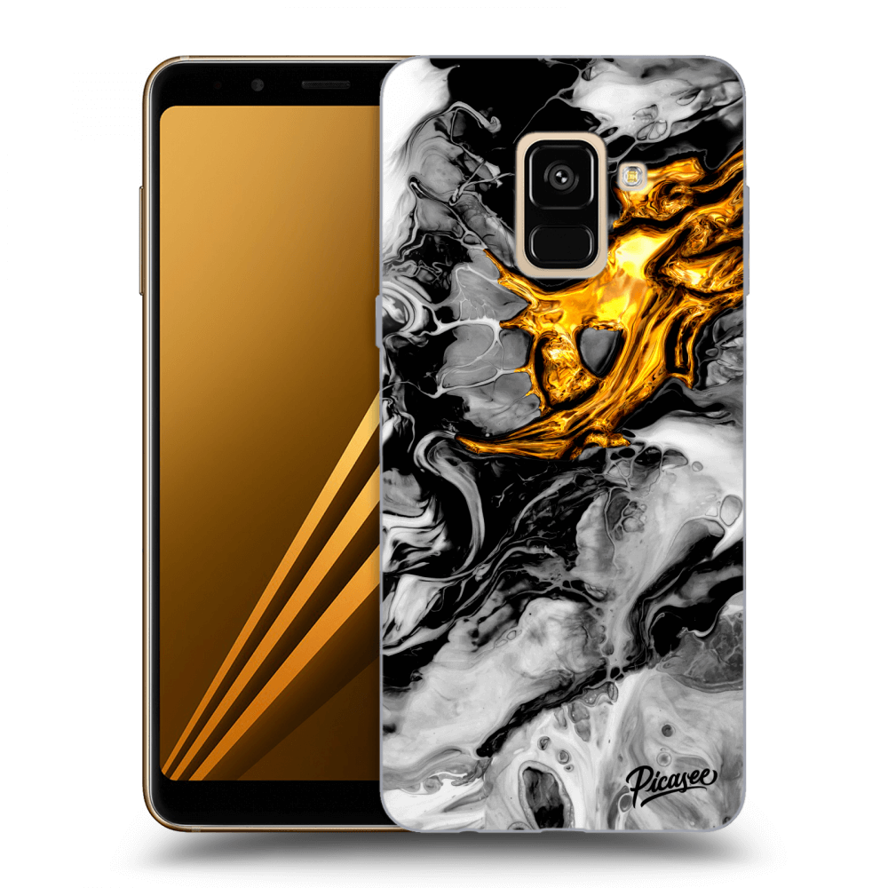 Picasee átlátszó szilikon tok az alábbi mobiltelefonokra Samsung Galaxy A8 2018 A530F - Black Gold 2