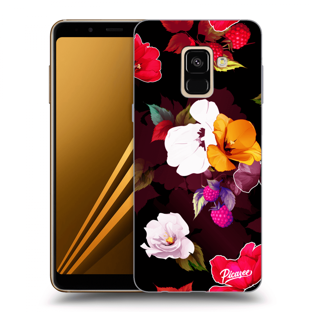 Picasee átlátszó szilikon tok az alábbi mobiltelefonokra Samsung Galaxy A8 2018 A530F - Flowers and Berries