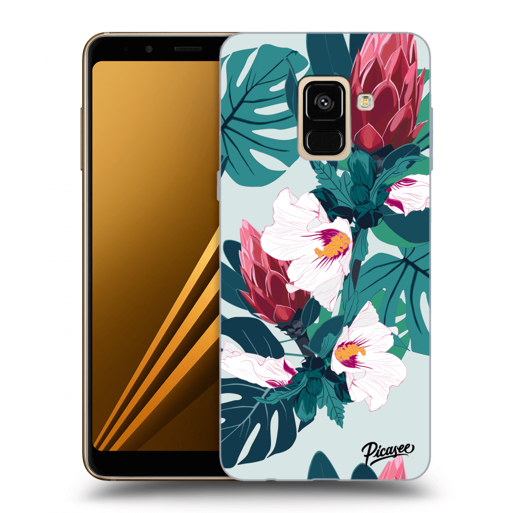 Picasee fekete szilikon tok az alábbi mobiltelefonokra Samsung Galaxy A8 2018 A530F - Rhododendron