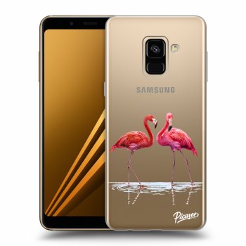 Picasee átlátszó szilikon tok az alábbi mobiltelefonokra Samsung Galaxy A8 2018 A530F - Flamingos couple