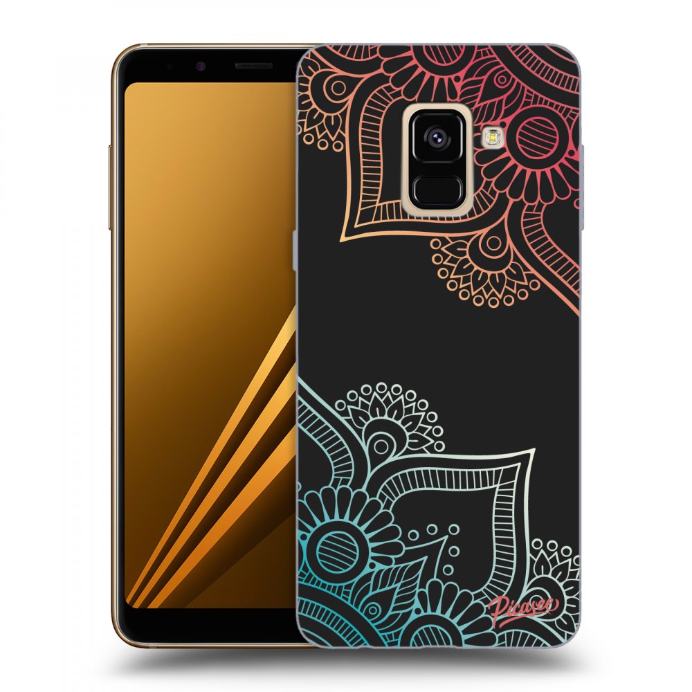 Picasee fekete szilikon tok az alábbi mobiltelefonokra Samsung Galaxy A8 2018 A530F - Flowers pattern