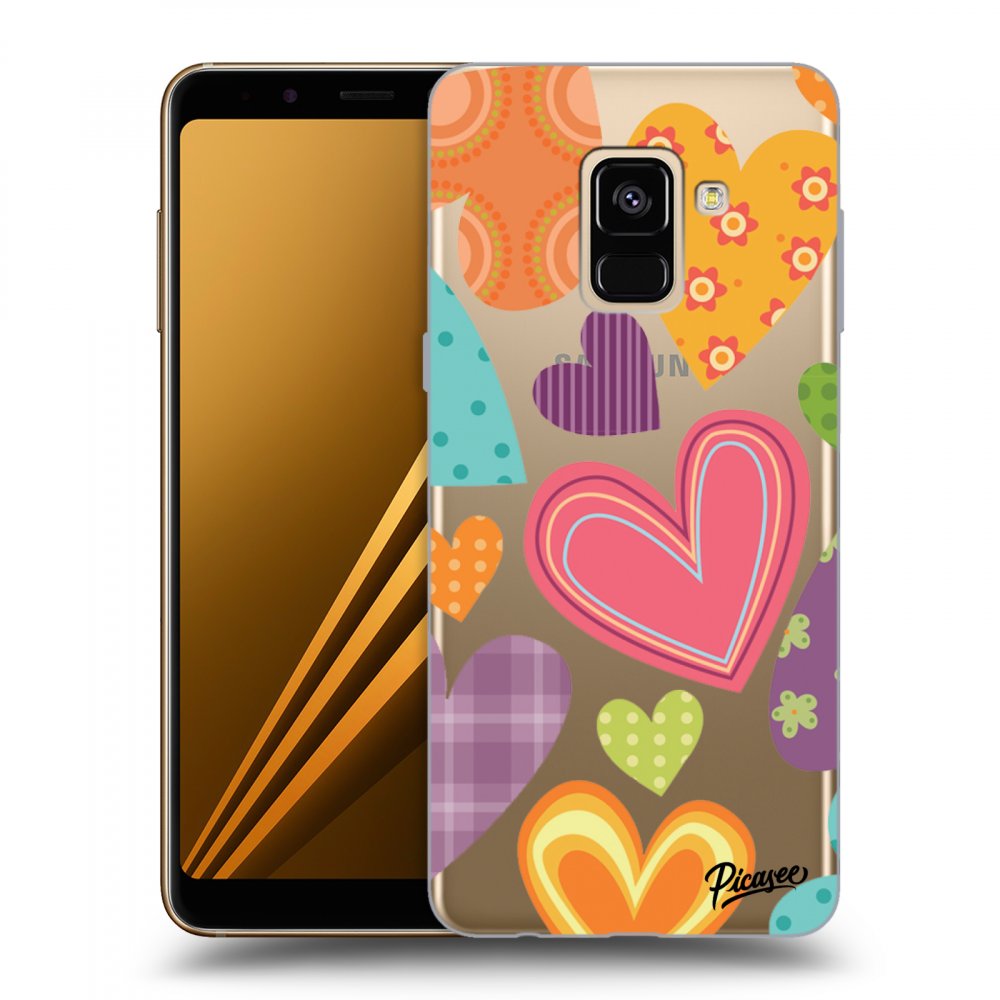 Picasee átlátszó szilikon tok az alábbi mobiltelefonokra Samsung Galaxy A8 2018 A530F - Colored heart