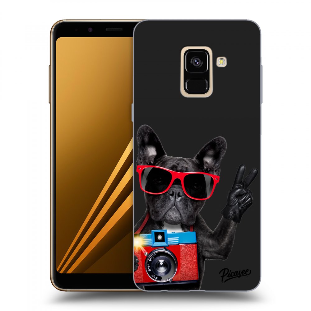 Picasee fekete szilikon tok az alábbi mobiltelefonokra Samsung Galaxy A8 2018 A530F - French Bulldog