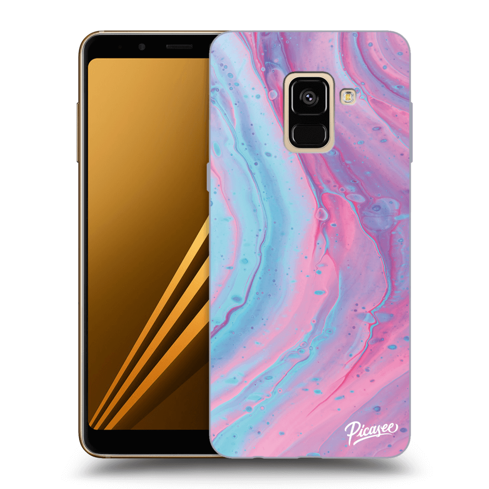 Picasee fekete szilikon tok az alábbi mobiltelefonokra Samsung Galaxy A8 2018 A530F - Pink liquid