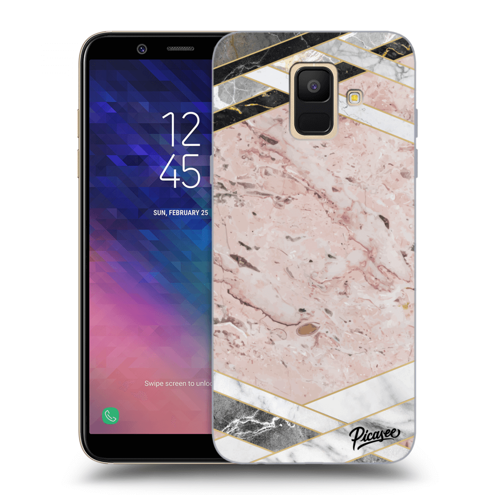 Picasee átlátszó szilikon tok az alábbi mobiltelefonokra Samsung Galaxy A6 A600F - Pink geometry
