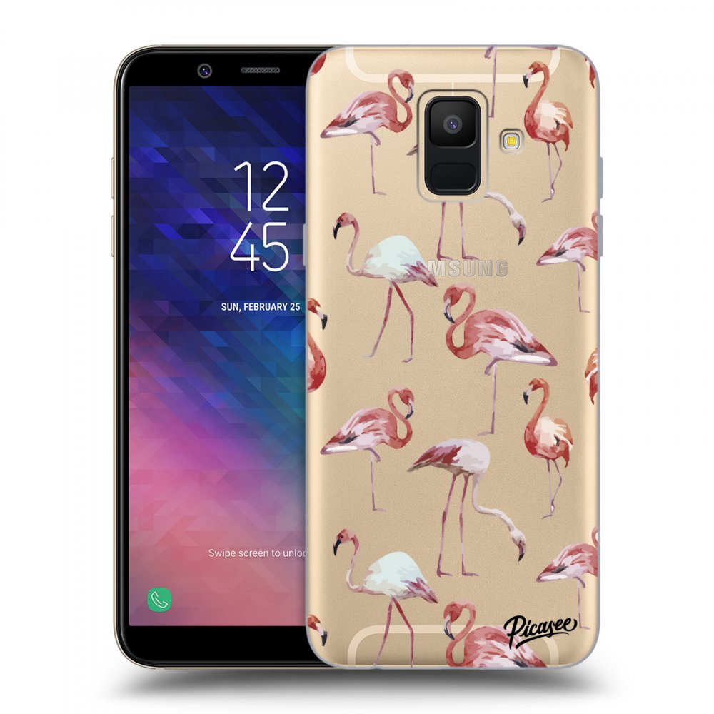 Picasee átlátszó szilikon tok az alábbi mobiltelefonokra Samsung Galaxy A6 A600F - Flamingos