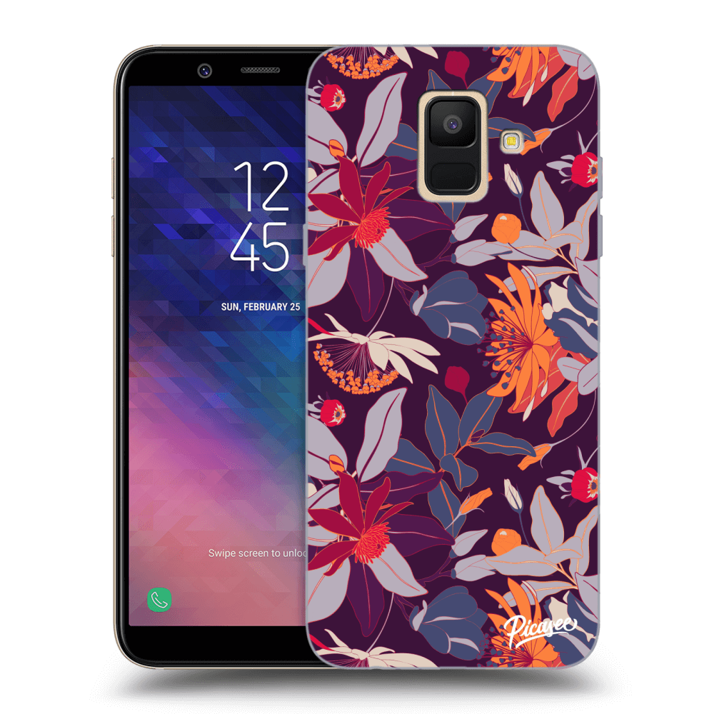 Picasee átlátszó szilikon tok az alábbi mobiltelefonokra Samsung Galaxy A6 A600F - Purple Leaf