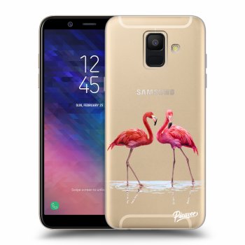 Picasee átlátszó szilikon tok az alábbi mobiltelefonokra Samsung Galaxy A6 A600F - Flamingos couple