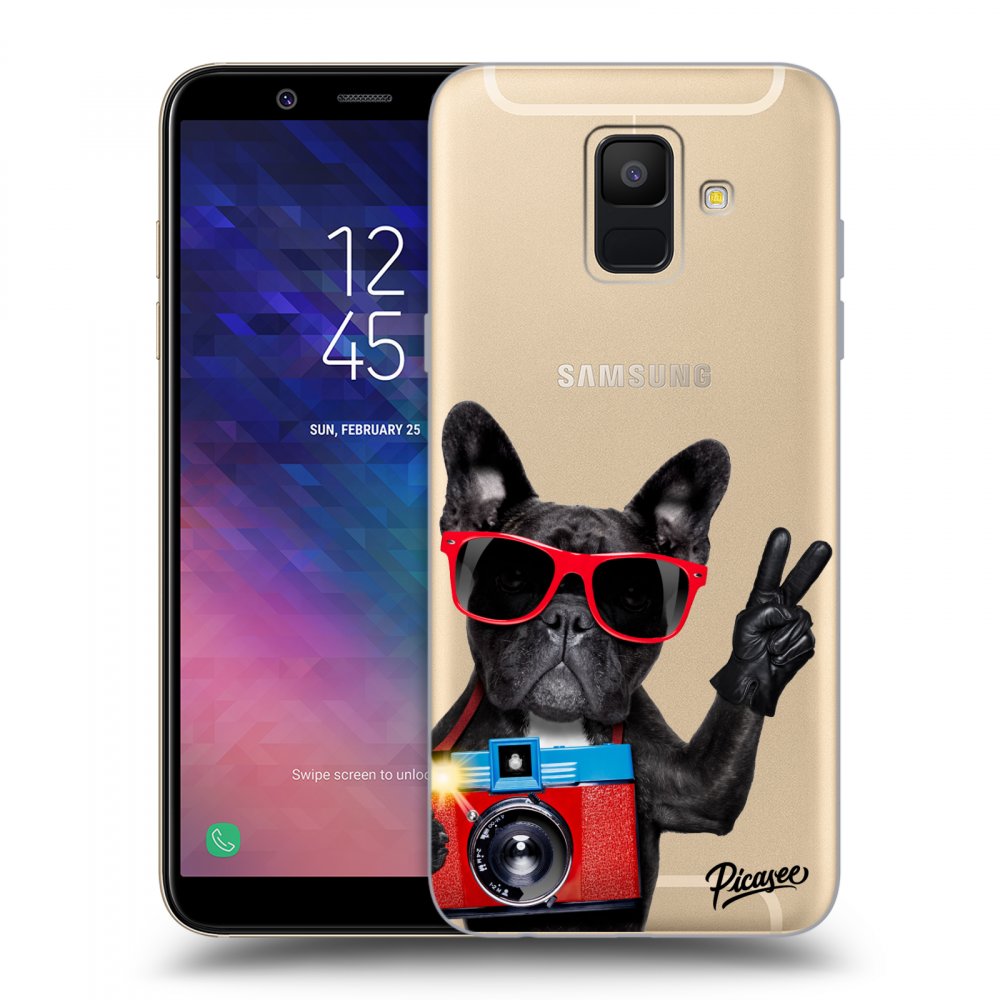 Picasee átlátszó szilikon tok az alábbi mobiltelefonokra Samsung Galaxy A6 A600F - French Bulldog