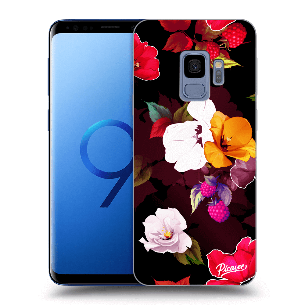 Picasee fekete szilikon tok az alábbi mobiltelefonokra Samsung Galaxy S9 G960F - Flowers and Berries