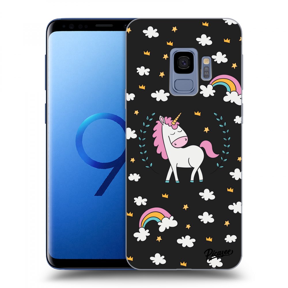 Picasee fekete szilikon tok az alábbi mobiltelefonokra Samsung Galaxy S9 G960F - Unicorn star heaven