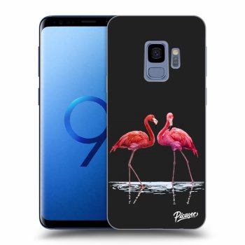 Picasee fekete szilikon tok az alábbi mobiltelefonokra Samsung Galaxy S9 G960F - Flamingos couple