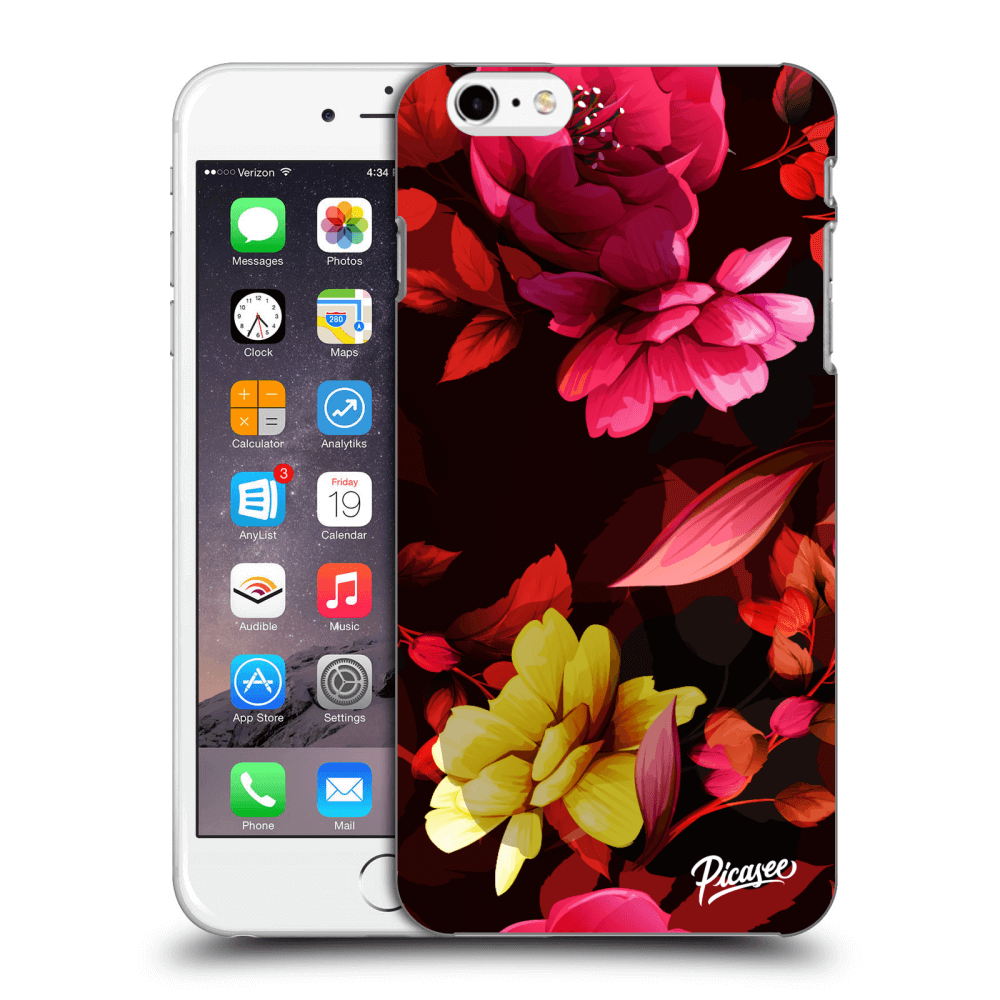 Picasee fekete szilikon tok az alábbi mobiltelefonokra Apple iPhone 6 Plus/6S Plus - Dark Peonny