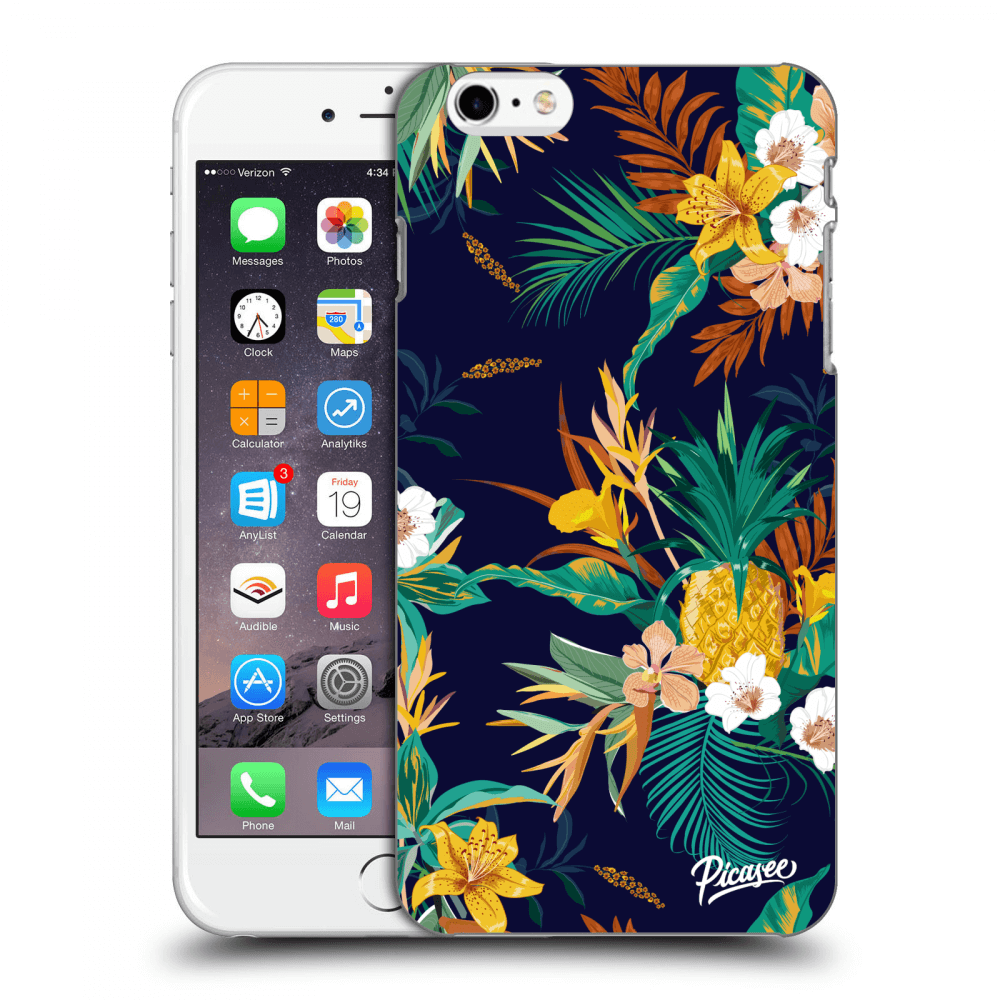 Picasee fekete szilikon tok az alábbi mobiltelefonokra Apple iPhone 6 Plus/6S Plus - Pineapple Color
