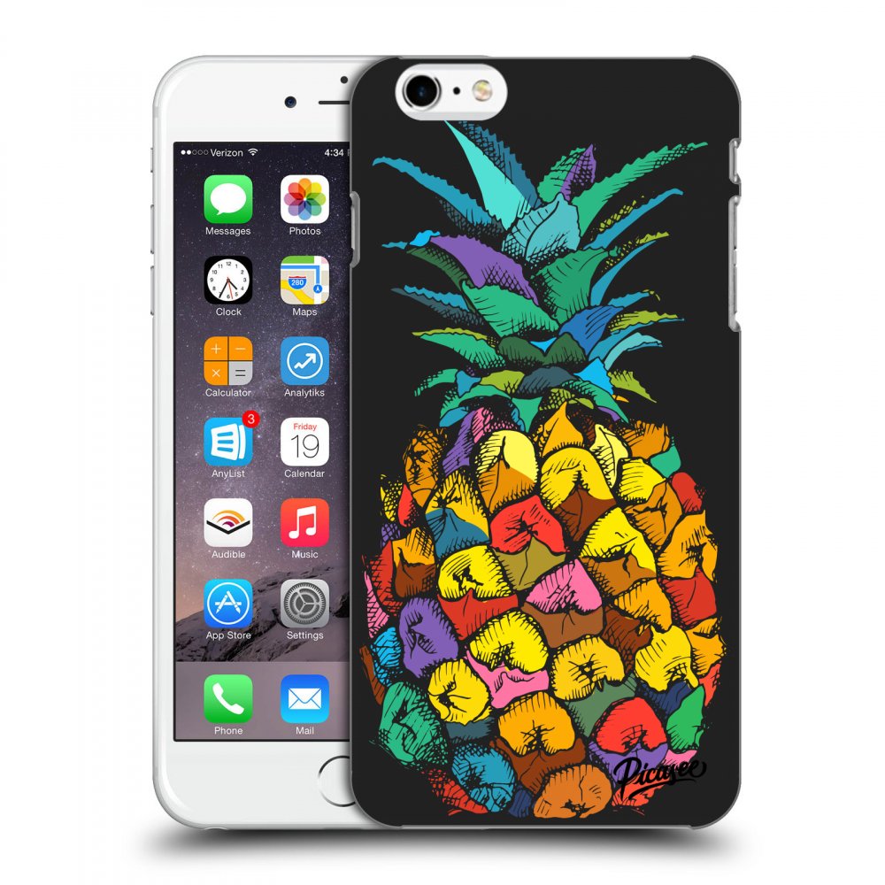 Picasee fekete szilikon tok az alábbi mobiltelefonokra Apple iPhone 6 Plus/6S Plus - Pineapple