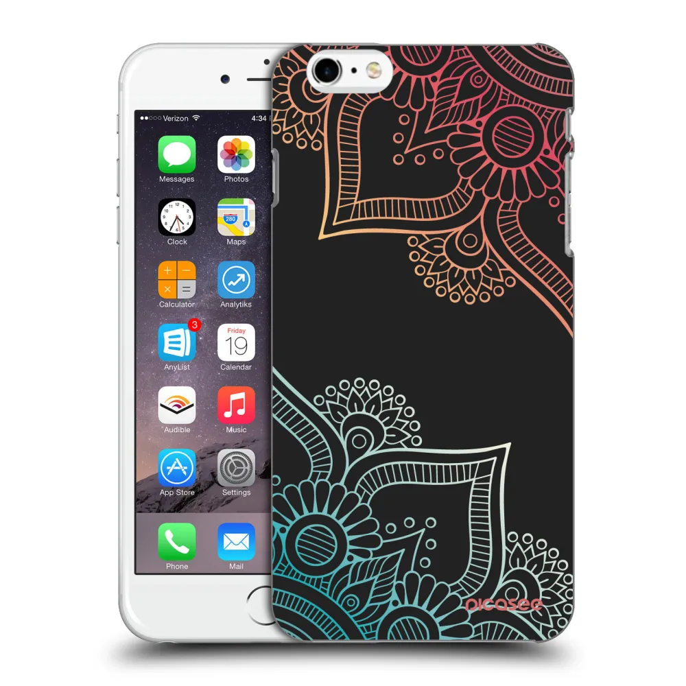 Picasee fekete szilikon tok az alábbi mobiltelefonokra Apple iPhone 6 Plus/6S Plus - Flowers pattern