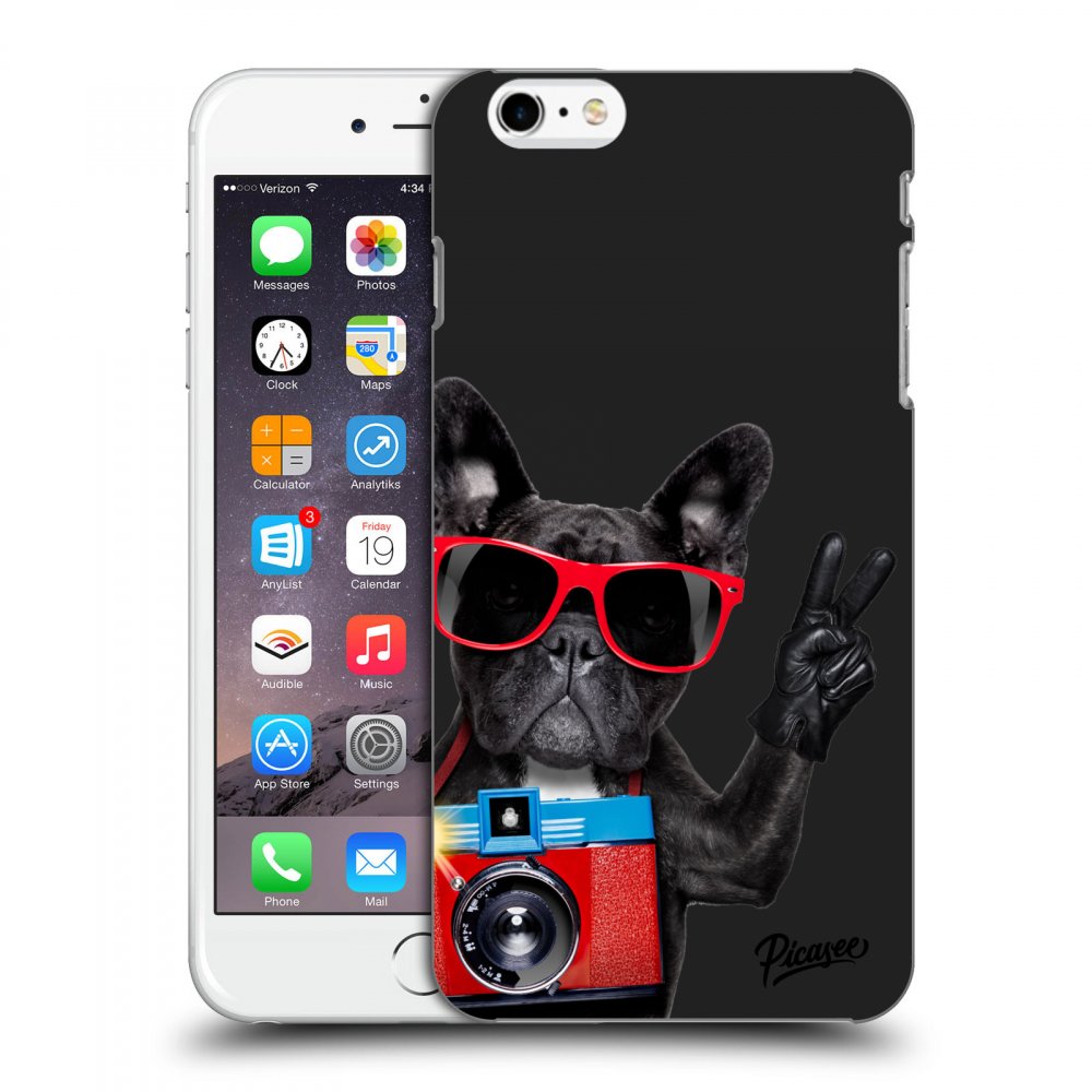 Picasee fekete szilikon tok az alábbi mobiltelefonokra Apple iPhone 6 Plus/6S Plus - French Bulldog