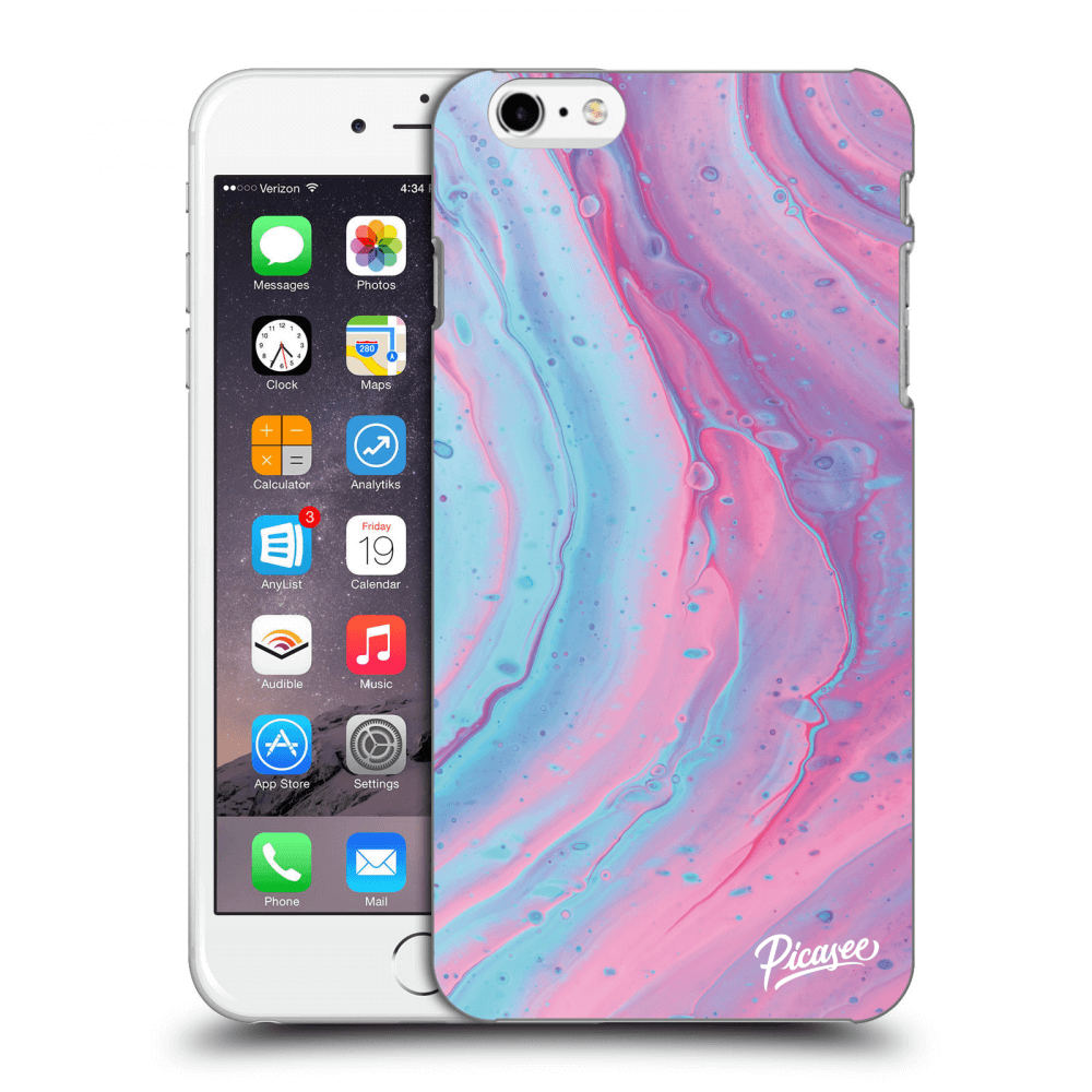 Picasee fekete szilikon tok az alábbi mobiltelefonokra Apple iPhone 6 Plus/6S Plus - Pink liquid