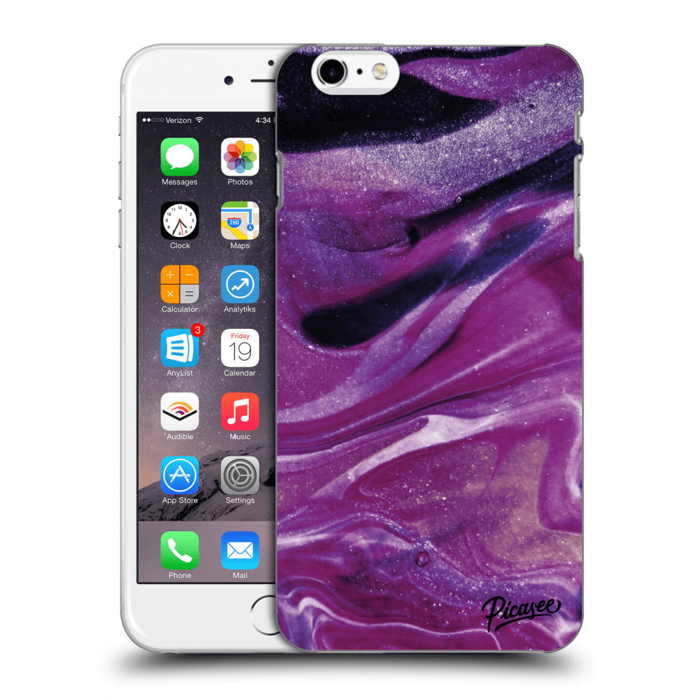 Picasee fekete szilikon tok az alábbi mobiltelefonokra Apple iPhone 6 Plus/6S Plus - Purple glitter