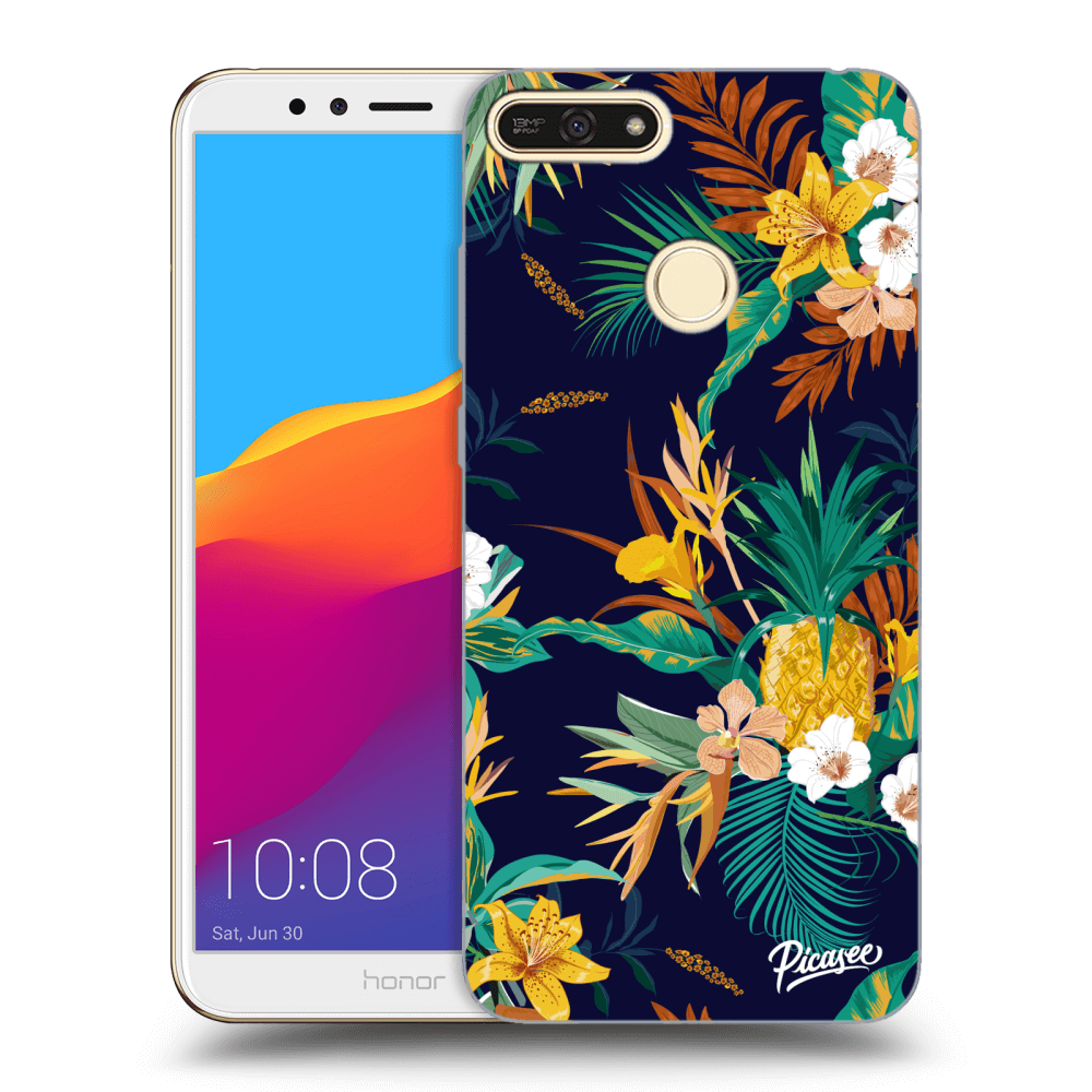 Picasee fekete szilikon tok az alábbi mobiltelefonokra Honor 7A - Pineapple Color