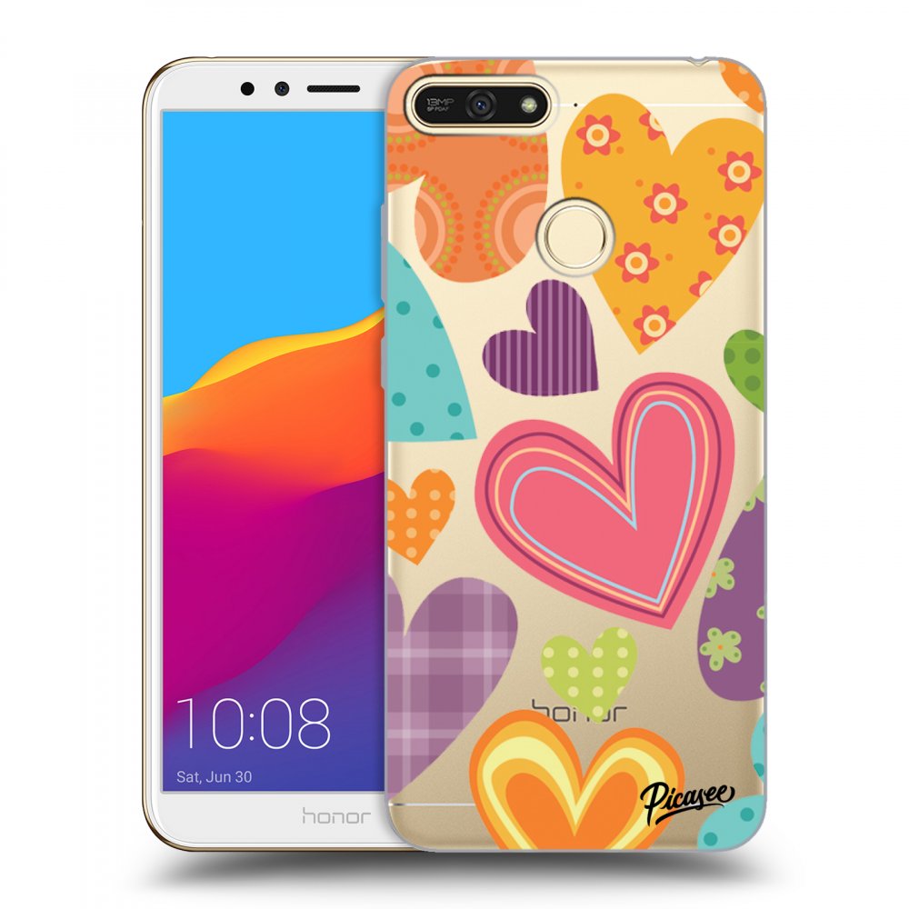 Picasee átlátszó szilikon tok az alábbi mobiltelefonokra Honor 7A - Colored heart