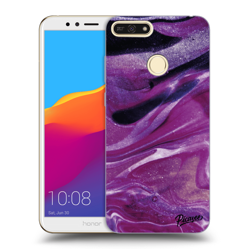 Picasee átlátszó szilikon tok az alábbi mobiltelefonokra Honor 7A - Purple glitter