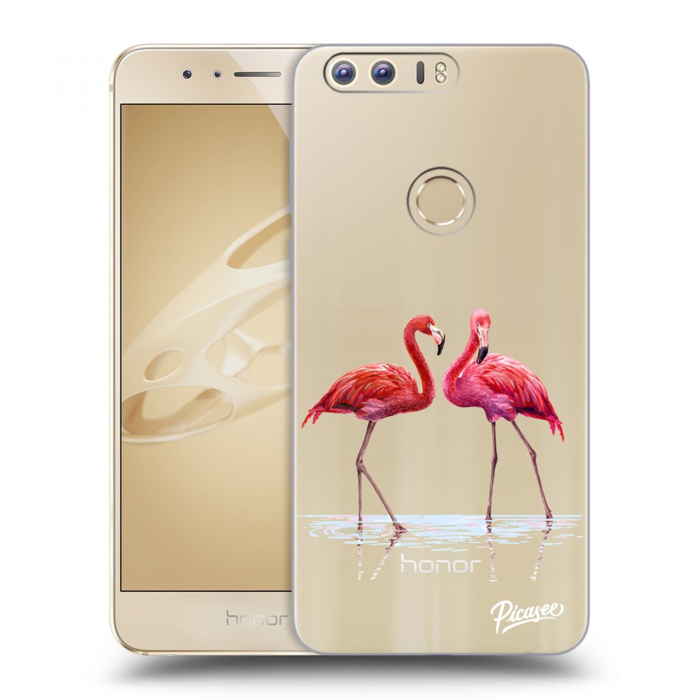 Picasee átlátszó szilikon tok az alábbi mobiltelefonokra Honor 8 - Flamingos couple