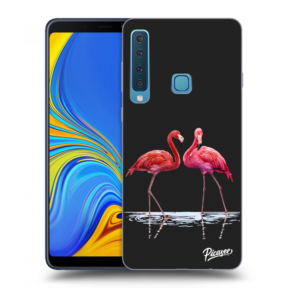 Picasee fekete szilikon tok az alábbi mobiltelefonokra Samsung Galaxy A9 2018 A920F - Flamingos couple