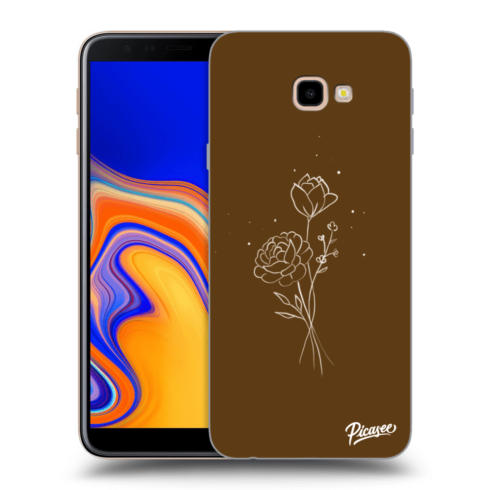Picasee átlátszó szilikon tok az alábbi mobiltelefonokra Samsung Galaxy J4+ J415F - Brown flowers