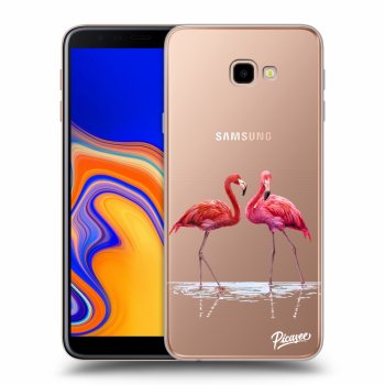 Picasee átlátszó szilikon tok az alábbi mobiltelefonokra Samsung Galaxy J4+ J415F - Flamingos couple