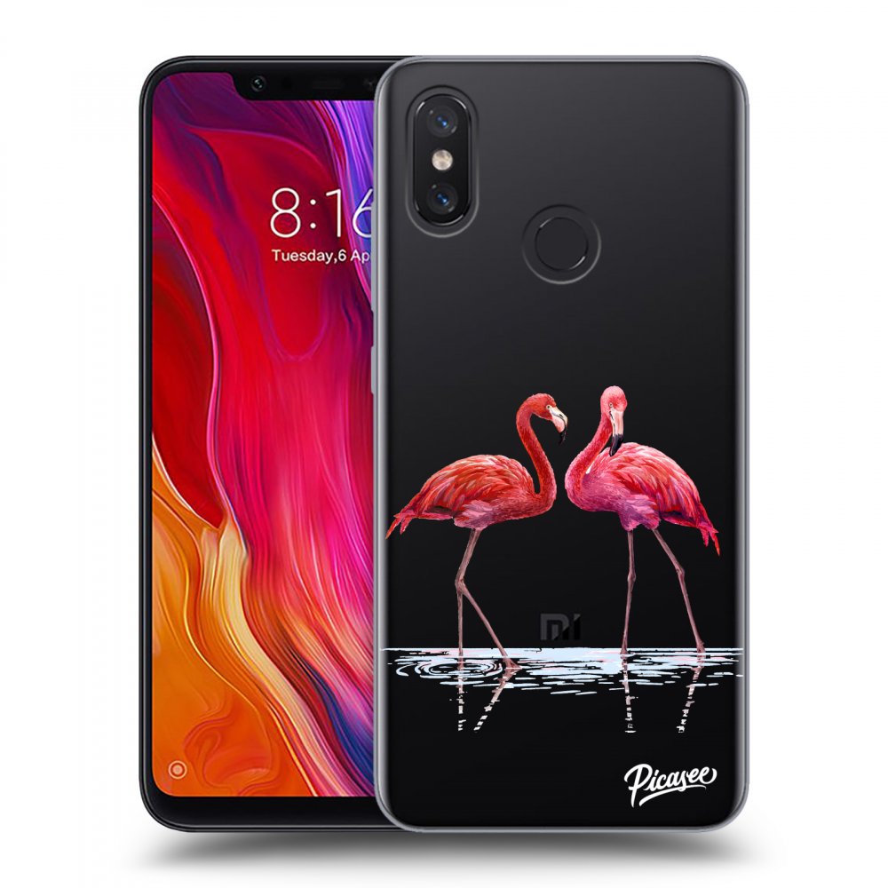Picasee átlátszó szilikon tok az alábbi mobiltelefonokra Xiaomi Mi 8 - Flamingos couple
