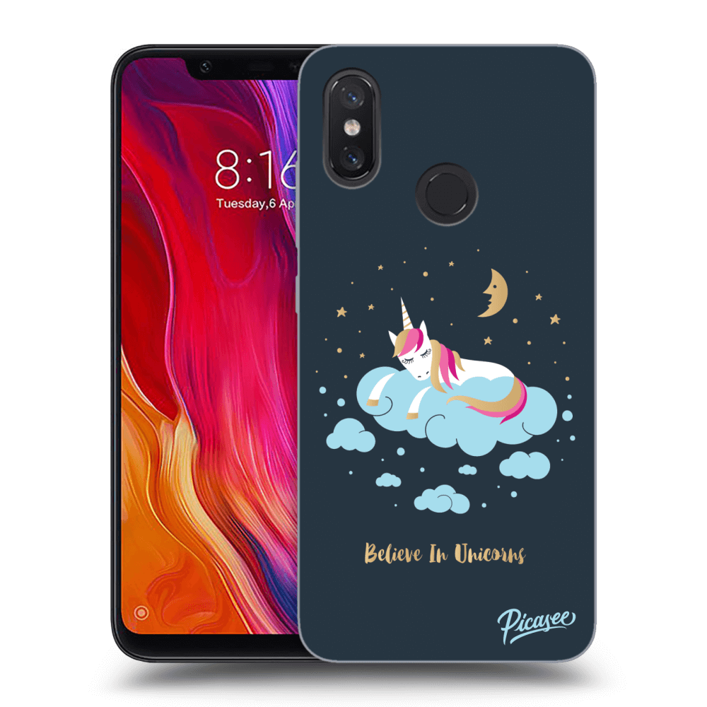 Picasee fekete szilikon tok az alábbi mobiltelefonokra Xiaomi Mi 8 - Believe In Unicorns