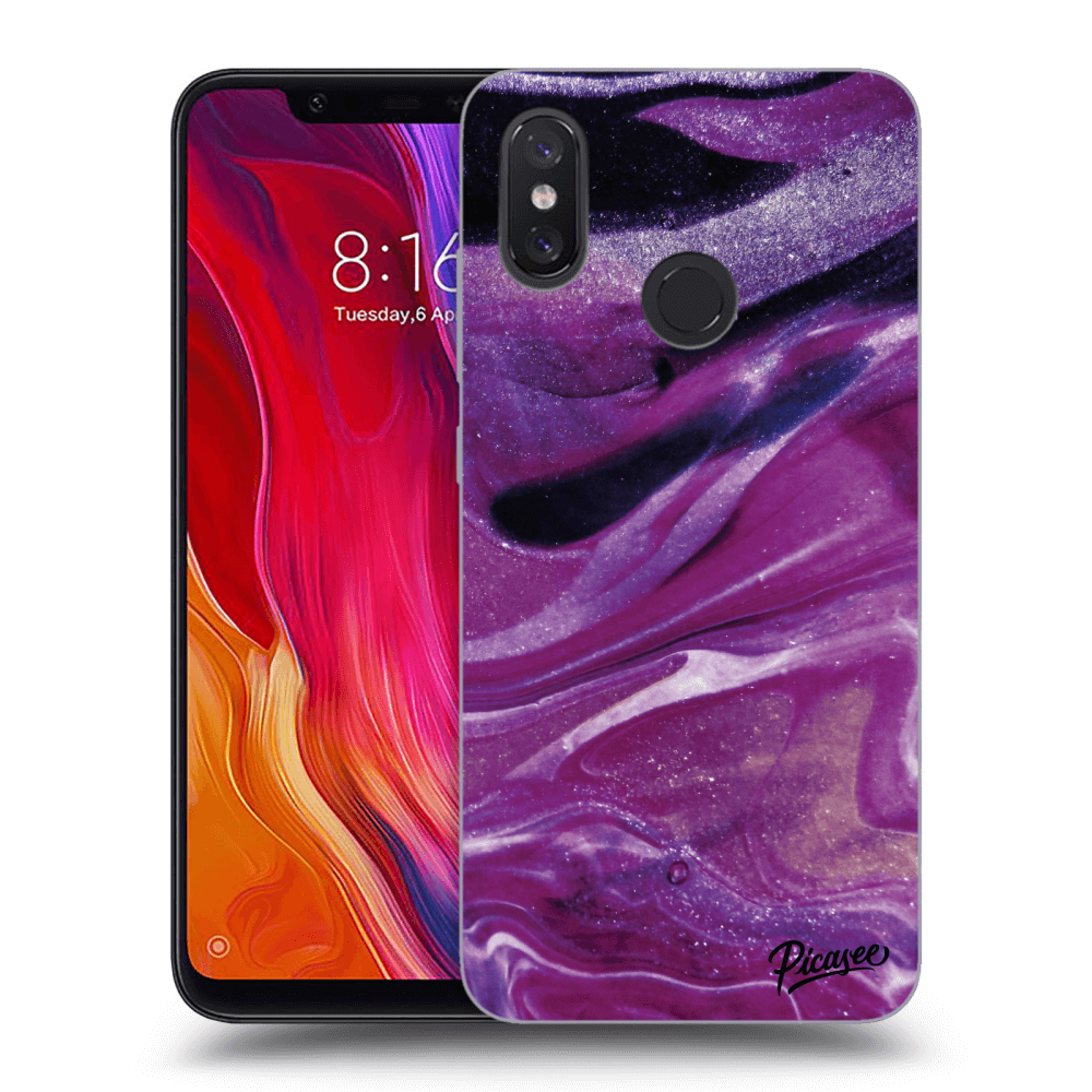 Picasee fekete szilikon tok az alábbi mobiltelefonokra Xiaomi Mi 8 - Purple glitter