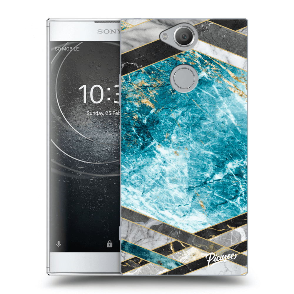 Picasee átlátszó szilikon tok az alábbi mobiltelefonokra Sony Xperia XA2 - Blue geometry