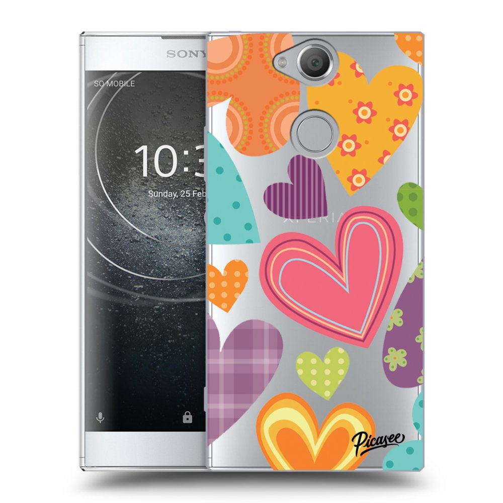 Picasee átlátszó szilikon tok az alábbi mobiltelefonokra Sony Xperia XA2 - Colored heart