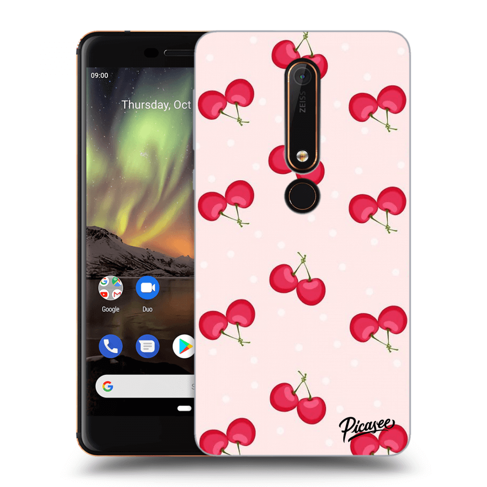 Picasee átlátszó szilikon tok az alábbi mobiltelefonokra Nokia 6.1 - Cherries