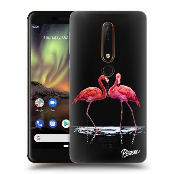 Picasee átlátszó szilikon tok az alábbi mobiltelefonokra Nokia 6.1 - Flamingos couple