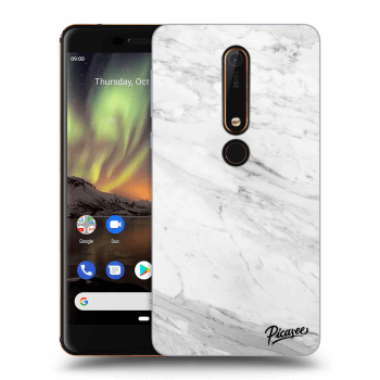 Picasee átlátszó szilikon tok az alábbi mobiltelefonokra Nokia 6.1 - White marble