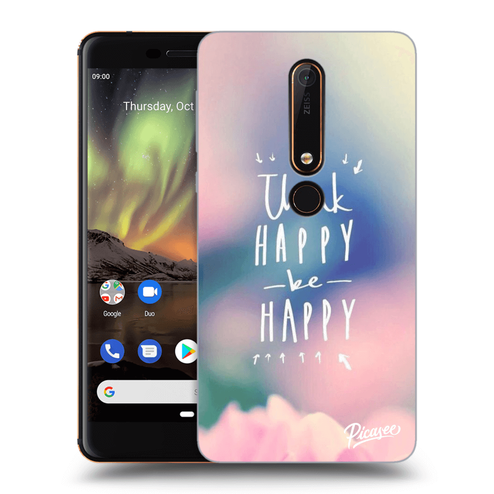 Picasee átlátszó szilikon tok az alábbi mobiltelefonokra Nokia 6.1 - Think happy be happy