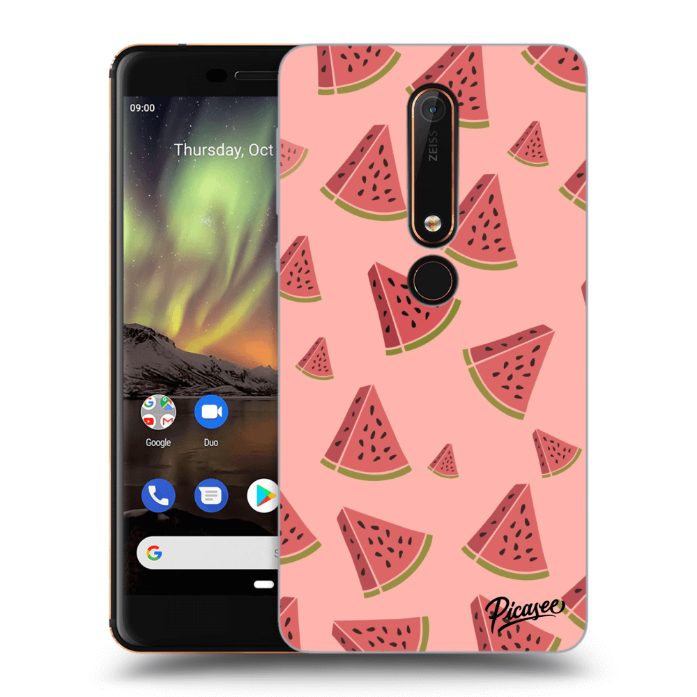Picasee átlátszó szilikon tok az alábbi mobiltelefonokra Nokia 6.1 - Watermelon