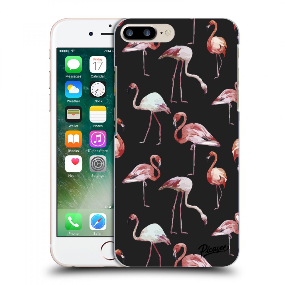 Picasee fekete szilikon tok az alábbi mobiltelefonokra Apple iPhone 7 Plus - Flamingos
