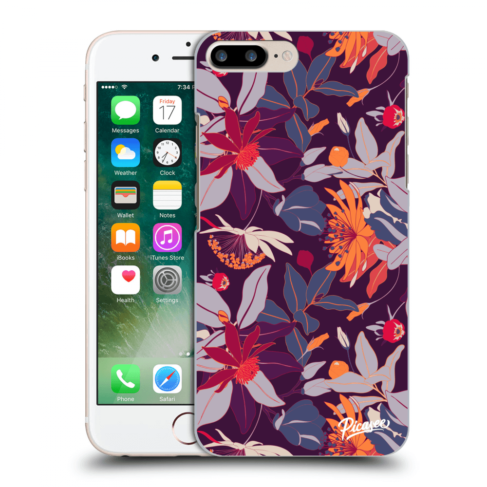 Picasee átlátszó szilikon tok az alábbi mobiltelefonokra Apple iPhone 7 Plus - Purple Leaf