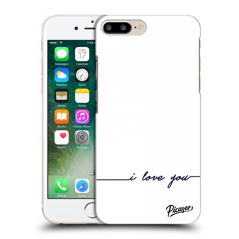 Picasee fekete szilikon tok az alábbi mobiltelefonokra Apple iPhone 7 Plus - I love you