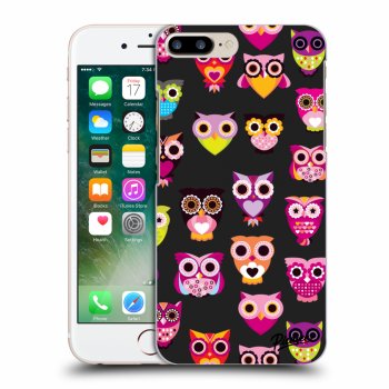 Picasee fekete szilikon tok az alábbi mobiltelefonokra Apple iPhone 7 Plus - Owls