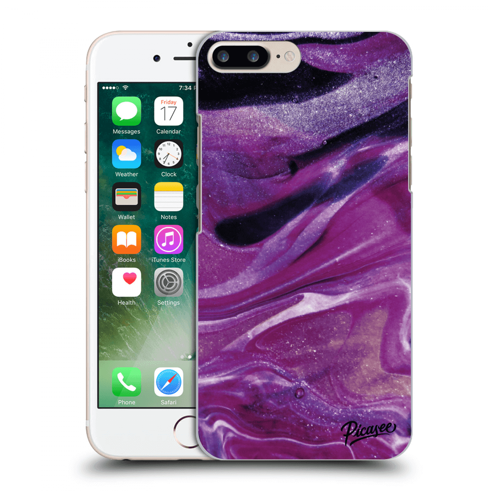 Picasee fekete szilikon tok az alábbi mobiltelefonokra Apple iPhone 7 Plus - Purple glitter