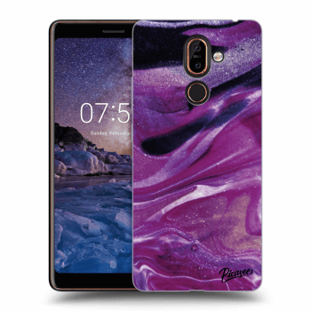 Picasee átlátszó szilikon tok az alábbi mobiltelefonokra Nokia 7 Plus - Purple glitter