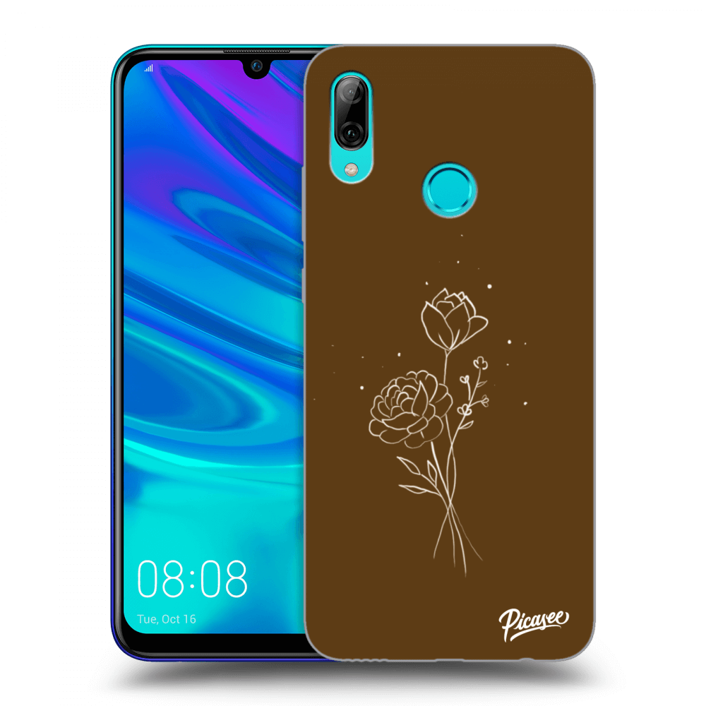 Picasee átlátszó szilikon tok az alábbi mobiltelefonokra Huawei P Smart 2019 - Brown flowers