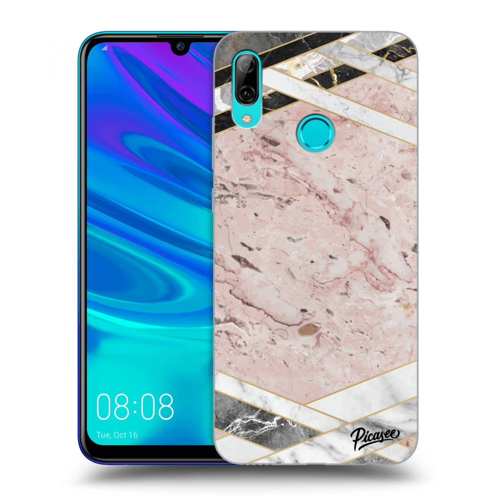 Picasee fekete szilikon tok az alábbi mobiltelefonokra Huawei P Smart 2019 - Pink geometry