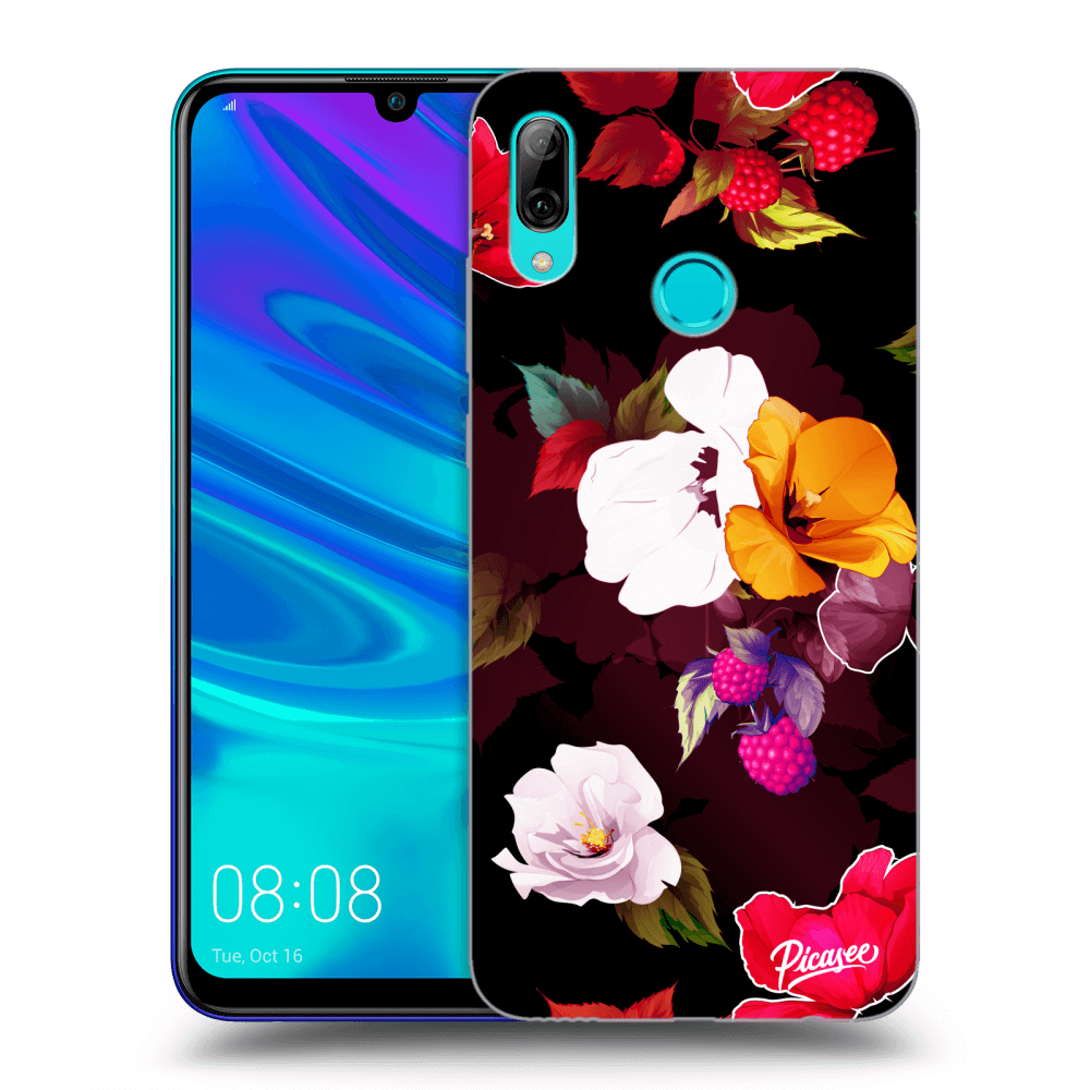 Picasee fekete szilikon tok az alábbi mobiltelefonokra Huawei P Smart 2019 - Flowers and Berries
